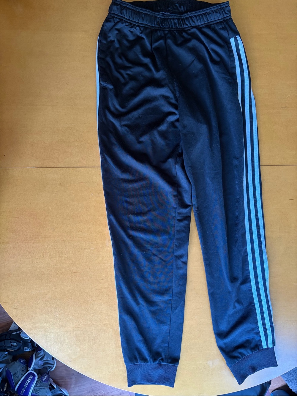 adidas men’s black Joggers with white Stripes